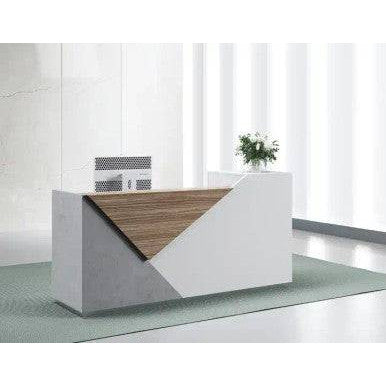 PrimeNest Modern White Reception Counter Desk - Sleek Design for Hotels - Mega Cart
