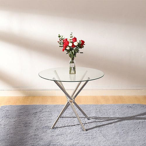 PrimeNest - Round Glass Top Dining Table - Mega Cart