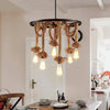 PrimeNest Rustic Charm Iron & Rope Chandelier - Mega Cart