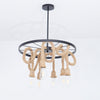 PrimeNest Rustic Charm Iron & Rope Chandelier - Mega Cart