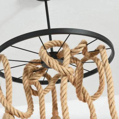 PrimeNest Rustic Charm Iron & Rope Chandelier - Mega Cart