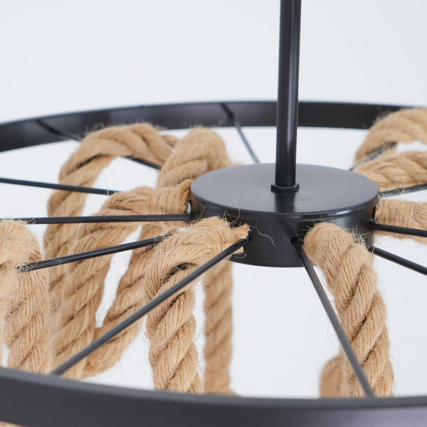 PrimeNest Rustic Charm Iron & Rope Chandelier - Mega Cart