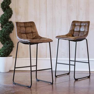 PrimeNest - Set of 5 Velvet Pub Height Bar Stools - Industrial Style - Mega Cart