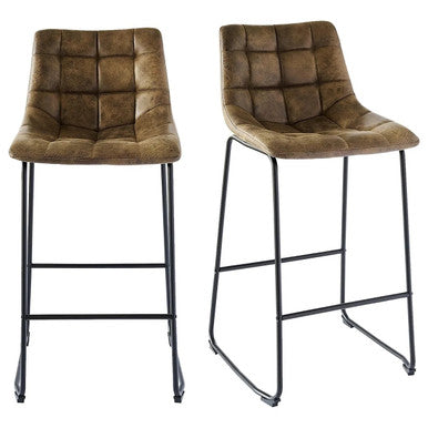 PrimeNest - Set of 5 Velvet Pub Height Bar Stools - Industrial Style - Mega Cart
