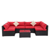 PrimeNest Sunvalley 7-Piece Corner Patio Set - Red Cushions - Mega Cart