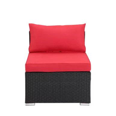 PrimeNest Sunvalley 7-Piece Corner Patio Set - Red Cushions - Mega Cart