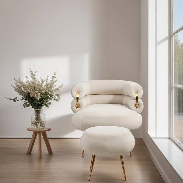 Primenest Velvet Chair with Ottoman - Mega Cart