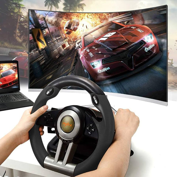 Racing Steering Wheel with Pedal - Mega Cart