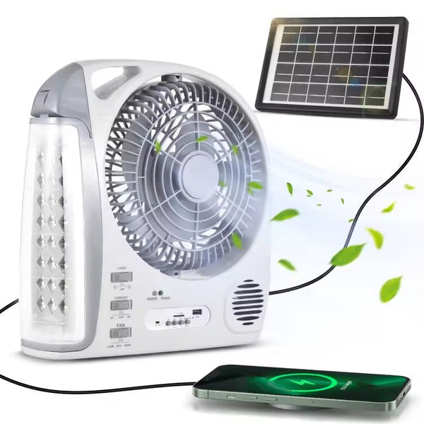 Rechargeable Solar Smart Fan with LED & Music - Mega Cart
