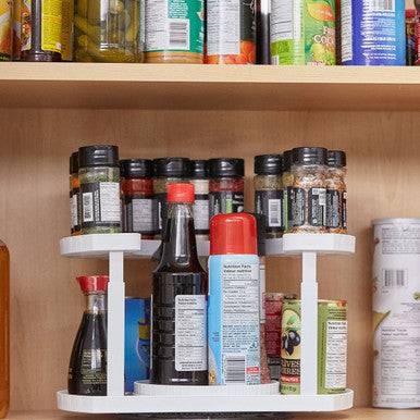 Rotating D-Shape Spice Rack - Adjustable, Dual Spin Kitchen Organiser - Mega Cart