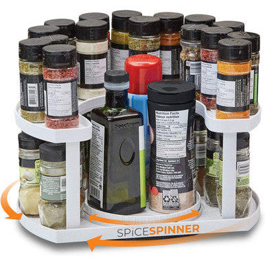 Rotating D-Shape Spice Rack - Adjustable, Dual Spin Kitchen Organiser - Mega Cart