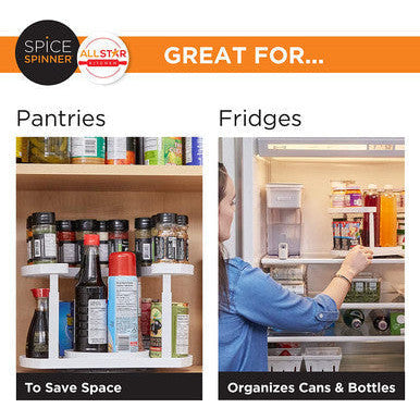 Rotating D-Shape Spice Rack - Adjustable, Dual Spin Kitchen Organiser - Mega Cart