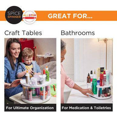 Rotating D-Shape Spice Rack - Adjustable, Dual Spin Kitchen Organiser - Mega Cart