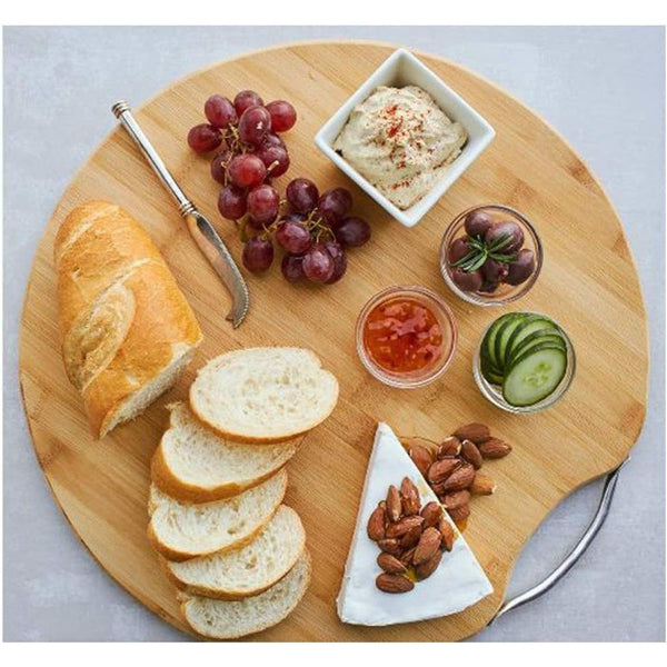 Round Bamboo Cutting Board with Handle - Mega Cart