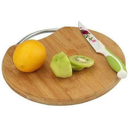 Round Bamboo Cutting Board with Handle - Mega Cart