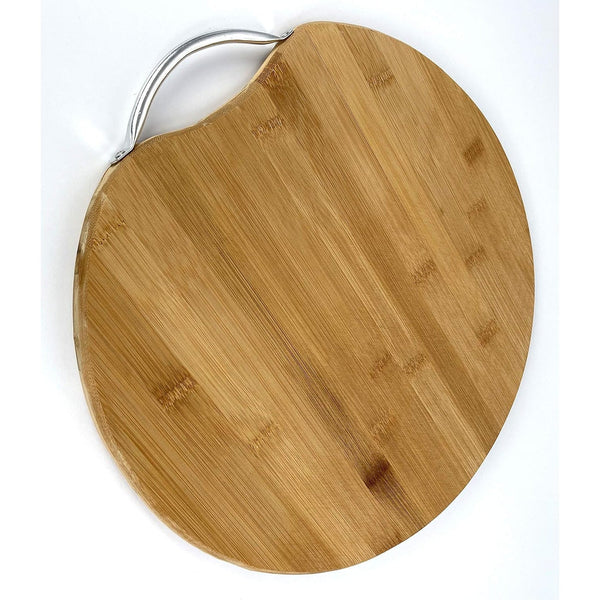 Round Bamboo Cutting Board with Handle - Mega Cart