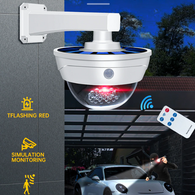 Solar-Powered Dummy Security Camera with Remote - Mega Cart
