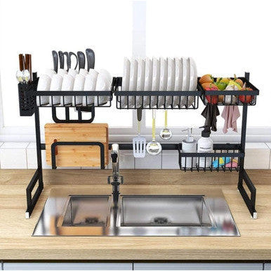Stainless Steel Large Canopy Dish Rack & Kitchen Organiser - Mega Cart