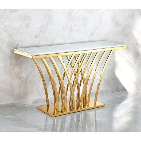 The PrimeNest Alia Gold Console Table - Mega Cart