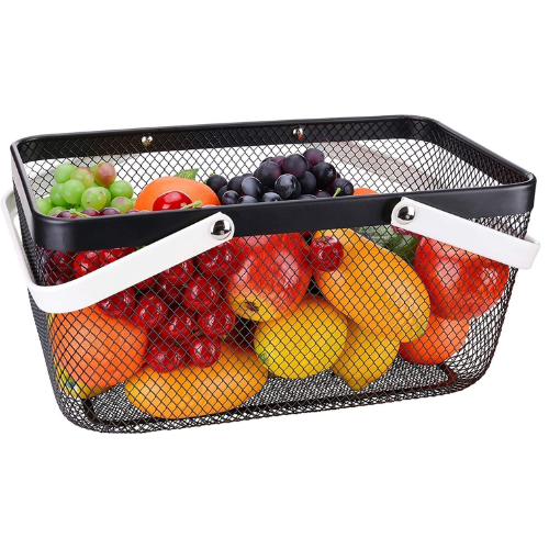 Versatile Mesh Storage Basket with Wooden Handle - Mega Cart