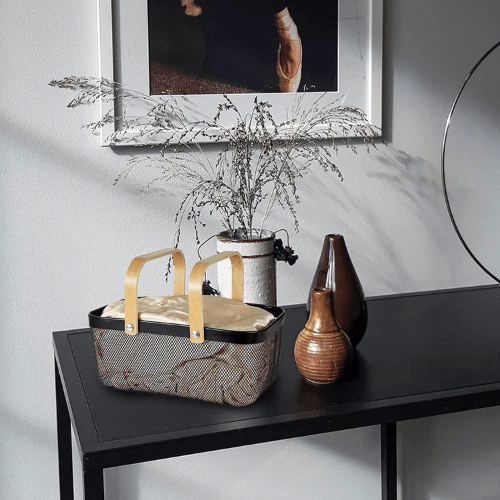 Versatile Mesh Storage Basket with Wooden Handle - Mega Cart