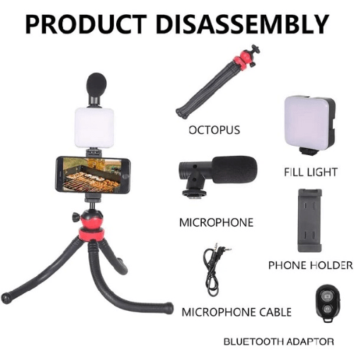 Video Making Tripod Fill Light with Microphone - Mega Cart