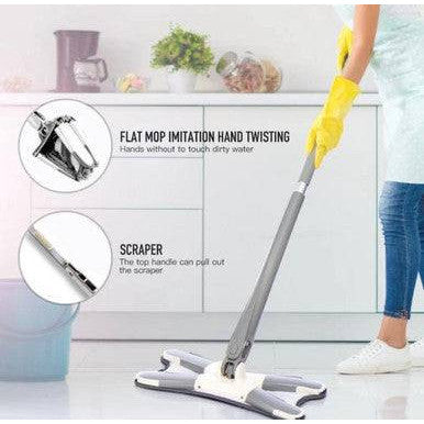 X-Type Microfibre Floor Mop with Extendable Handle and 360° Swivel - Mega Cart